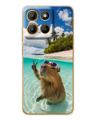 Чехол для Motorola Edge 60 Fusion с картинкой «Капибара на море»