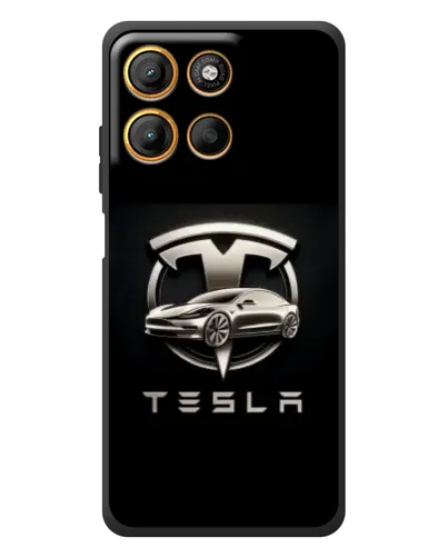 Чохол для Motorola Edge 60 Neo з картинкою «Tesla — срібне авто»