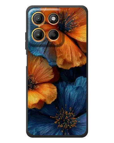 Чохол для Motorola Edge 60 Neo з картинкою «Яскрава синьо-помаранчева флора»