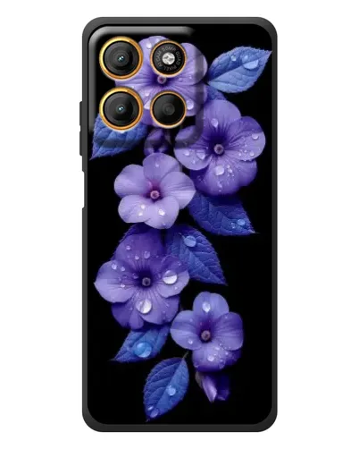Чохол для Motorola Edge 60 Neo з картинкою «Фіолетові квіти з росою»