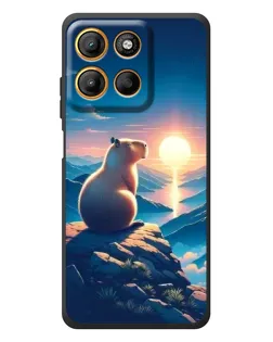 Чехол для Motorola Edge 60 Neo с картинкой «Закат солнца с капибарой»