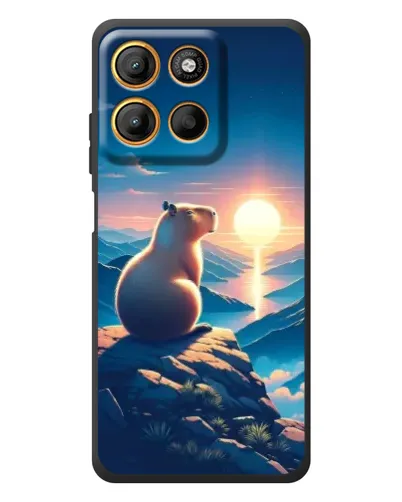 Чохол для Motorola Edge 60 Neo з картинкою «Захід сонця з капібарою»