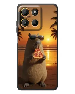 Чехол для Motorola Edge 60 Neo с картинкой «Капибара с пиццей»