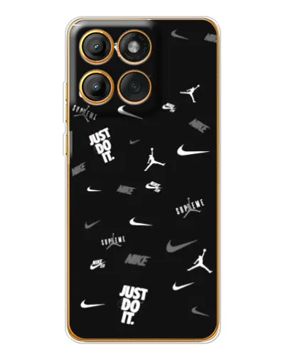 Чехол для Motorola Edge 60 Pro с картинкой «Nike Black Pattern»