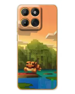 Чехол для Motorola Edge 60 Pro с картинкой «Майнкрафт закат солнца»