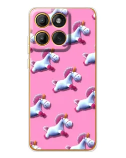 Чехол для Motorola Edge 60 Pro с картинкой «Единороги на розовом»