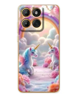 Чехол для Motorola Edge 60 Pro с картинкой «Радуга и единороги»