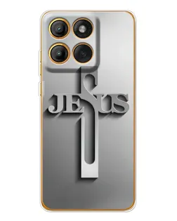 Чехол для Motorola Edge 60 Pro с картинкой «Металлический крест Jesus»