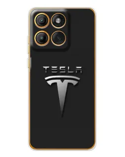 Чохол для Motorola Edge 60 Pro з картинкою «Сталевий логотип Tesla»
