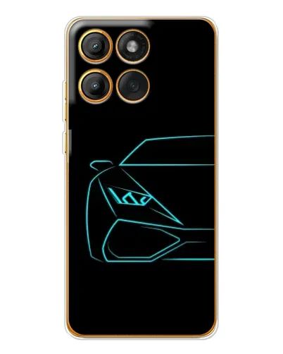 Чехол для Motorola Edge 60 Pro с картинкой «Голубой силуэт Lamborghini»