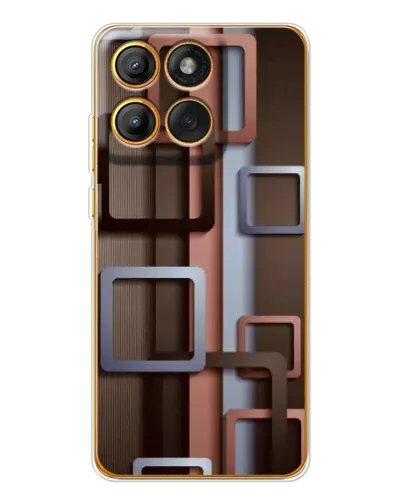 Чехол для Motorola Edge 60 Pro с картинкой «Коричневые объемные квадраты»