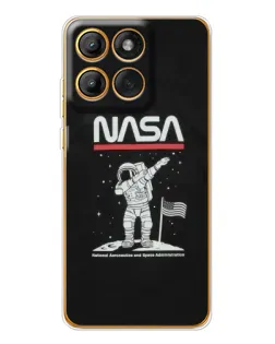 Чехол для Motorola Edge 60 с картинкой «NASA — шагаем по Луне»