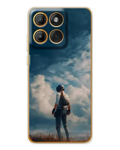 Чехол для Motorola Edge 60 с картинкой «Герой PUBG на скале»