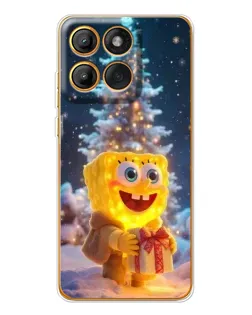 Чехол для Motorola Edge 60 с картинкой «Рождественский Спанч Боб»