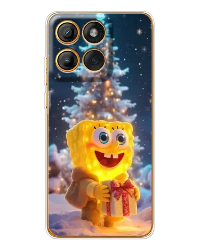 Чехол для Motorola Edge 60 с картинкой «Рождественский Спанч Боб»