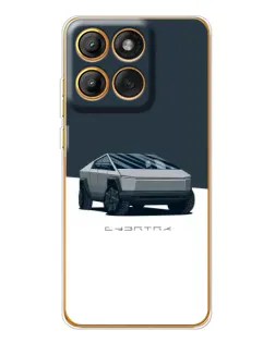 Чехол для Motorola Edge 60 с картинкой «Серебристый Cybertruck Tesla»