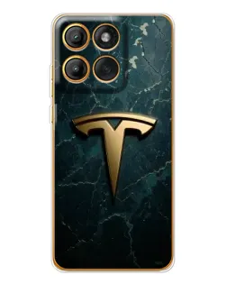 Чехол для Motorola Edge 60 с картинкой «Мраморная Tesla Gold»