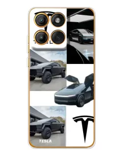 Чехол для Motorola Edge 60 с картинкой «Коллаж Cybertruck Tesla»