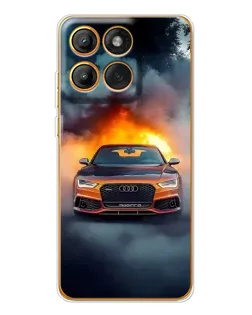 Чехол для Motorola Edge 60 с картинкой «Audi в огненном дыму»