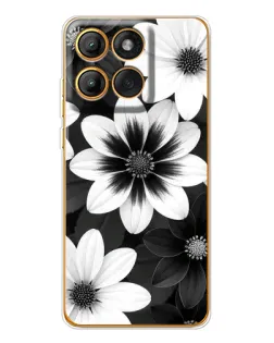 Чехол для Motorola Edge 60 с картинкой «Монохромные астры»