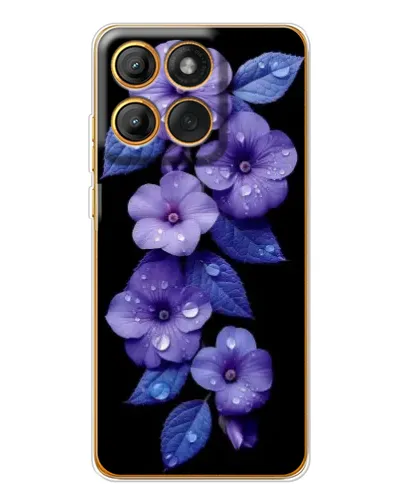 Чехол для Motorola Edge 60 с картинкой «Фиолетовые цветы с росою»
