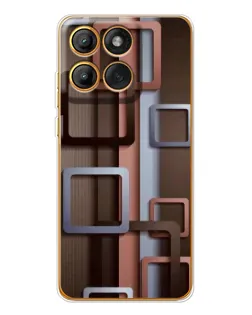 Чехол для Motorola Edge 60 с картинкой «Коричневые объемные квадраты»