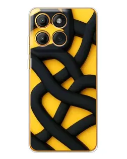 Чехол для Motorola Edge 60 с картинкой «Черное желтое переплетение»