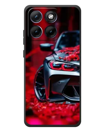 Чохол для Motorola Edge 70 Fusion Plus з картинкою «Спортивна BMW та квіти»