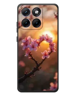Чохол для Motorola Edge 70 Fusion Plus з картинкою «Рожевий цвіт  сердечко на тлі заходу»