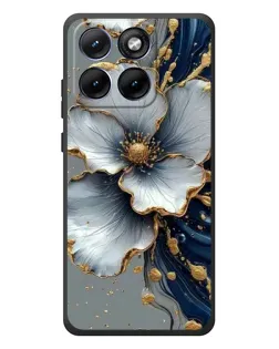 Чохол для Motorola Edge 70 Fusion Plus з картинкою «Біла квітка та золотий флюїд»