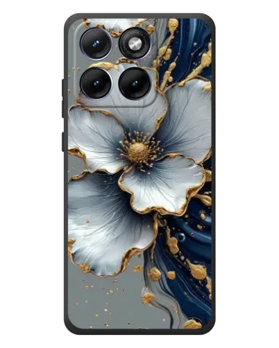 Чохол для Motorola Edge 70 Fusion Plus з картинкою «Біла квітка та золотий флюїд»