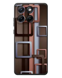 Чехол для Motorola Edge 70 Fusion Plus с картинкой «Коричневые объемные квадраты»