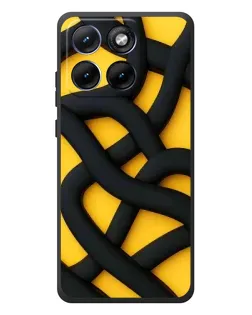 Чохол для Motorola Edge 70 Fusion Plus з картинкою «Чорне жовте переплетення»