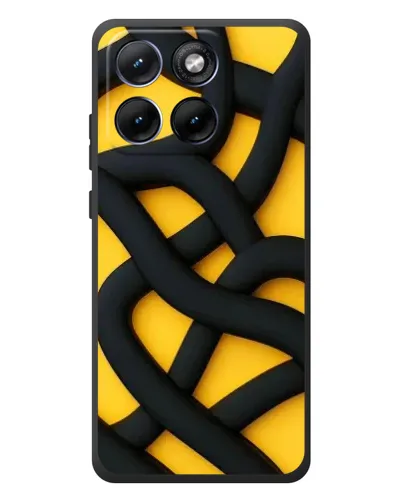 Чохол для Motorola Edge 70 Fusion Plus з картинкою «Чорне жовте переплетення»