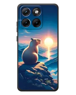 Чехол для Motorola Edge 70 Fusion Plus с картинкой «Закат солнца с капибарой»