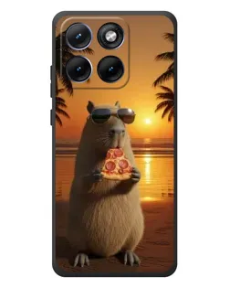 Чехол для Motorola Edge 70 Fusion Plus с картинкой «Капибара с пиццей»