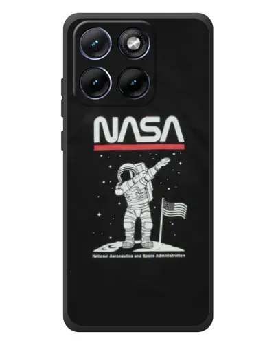 Чехол для Motorola Edge 70 Fusion с картинкой «NASA — шагаем по Луне»