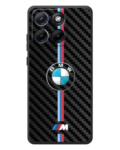Чехол для Motorola Edge 70 Fusion с картинкой «Эмблема BMW и карбон»