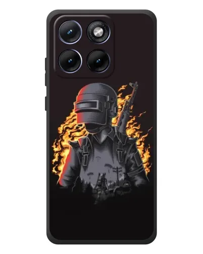 Чехол для Motorola Edge 70 Fusion с картинкой «PUBG — огненный силуэт»