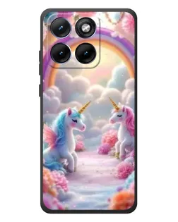 Чехол для Motorola Edge 70 Fusion с картинкой «Радуга и единороги»