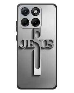 Чехол для Motorola Edge 70 Fusion с картинкой «Металлический крест Jesus»