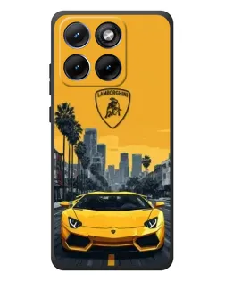 Чехол для Motorola Edge 70 Fusion с картинкой «Желтый Lamborghini город»