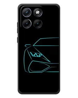 Чехол для Motorola Edge 70 Fusion с картинкой «Голубой силуэт Lamborghini»