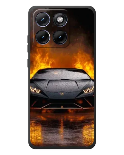 Чехол для Motorola Edge 70 Fusion с картинкой «Lamborghini в огне»