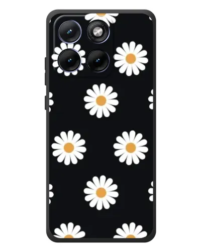 Чехол для Motorola Edge 70 Fusion с картинкой «Ромашки на черном»