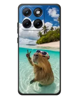 Чехол для Motorola Edge 70 Fusion с картинкой «Капибара на море»