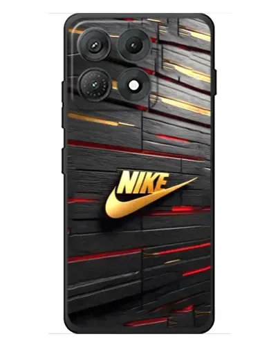 Чехол для Motorola Edge 70 Max с картинкой «Золотой Nike на металле»