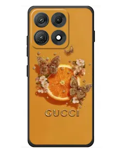 Чехол для Motorola Edge 70 Max с картинкой «Gucci — золотые бабочки»