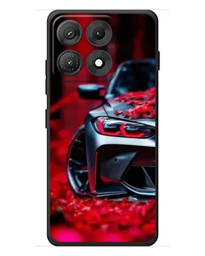 Чехол для Motorola Edge 70 Max с картинкой «Спортивная BMW и цветы»