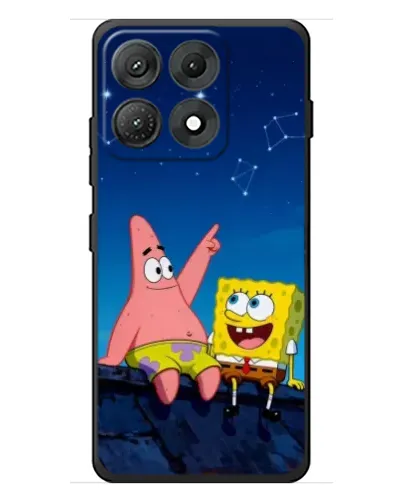 Чехол для Motorola Edge 70 Max с картинкой «Губка Боб и Патрик ночью»